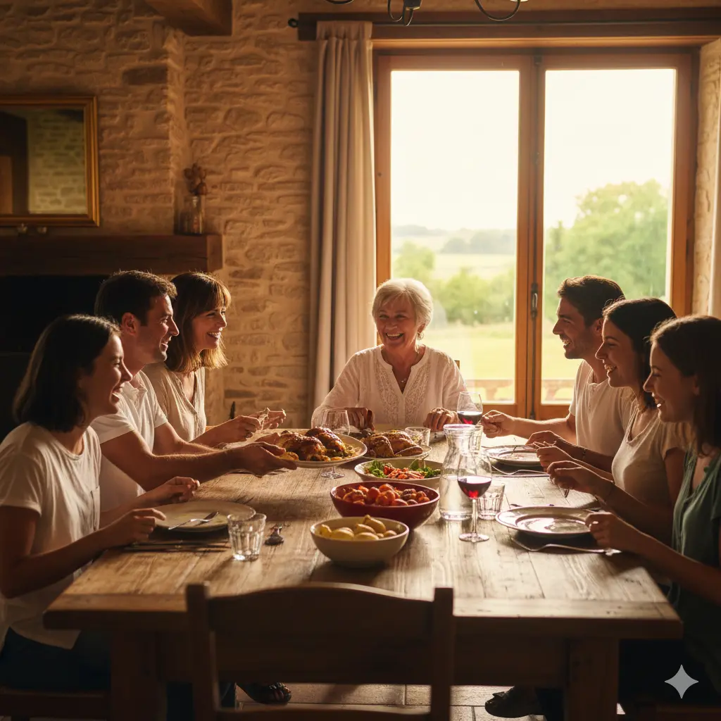 Une famille multigénérationnelle réunie autour d'une table